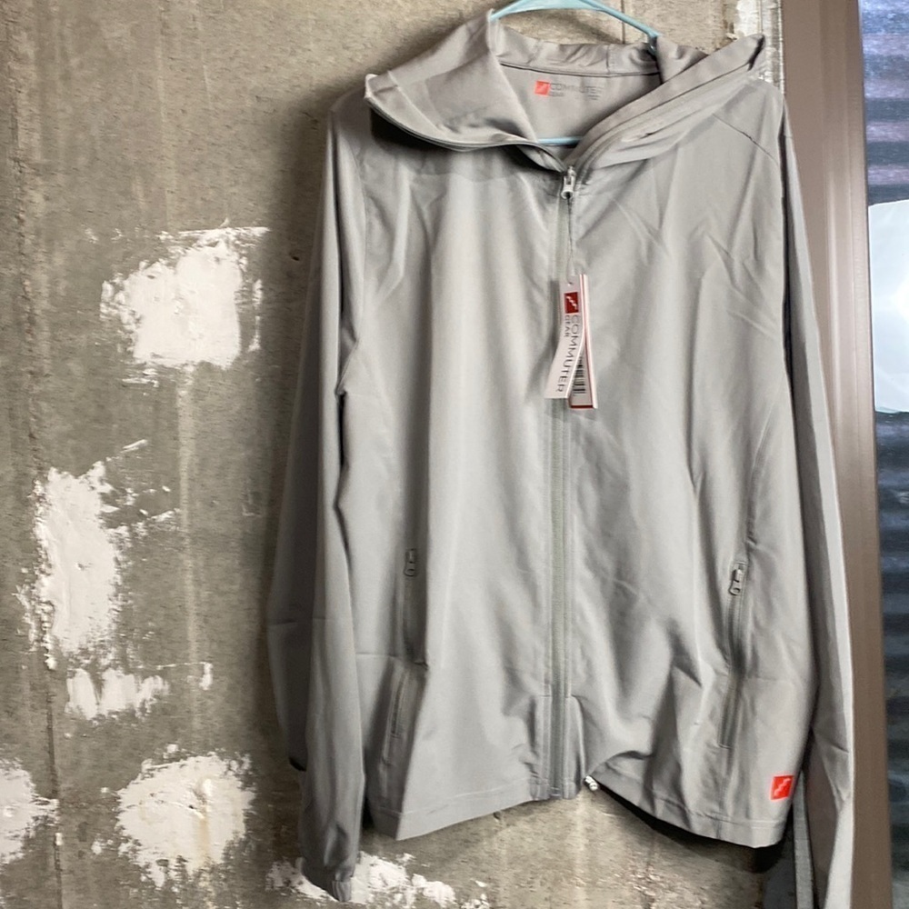 Commuter Gear Men's Grey Rain Jacket, Packable Jacket / Size-Large